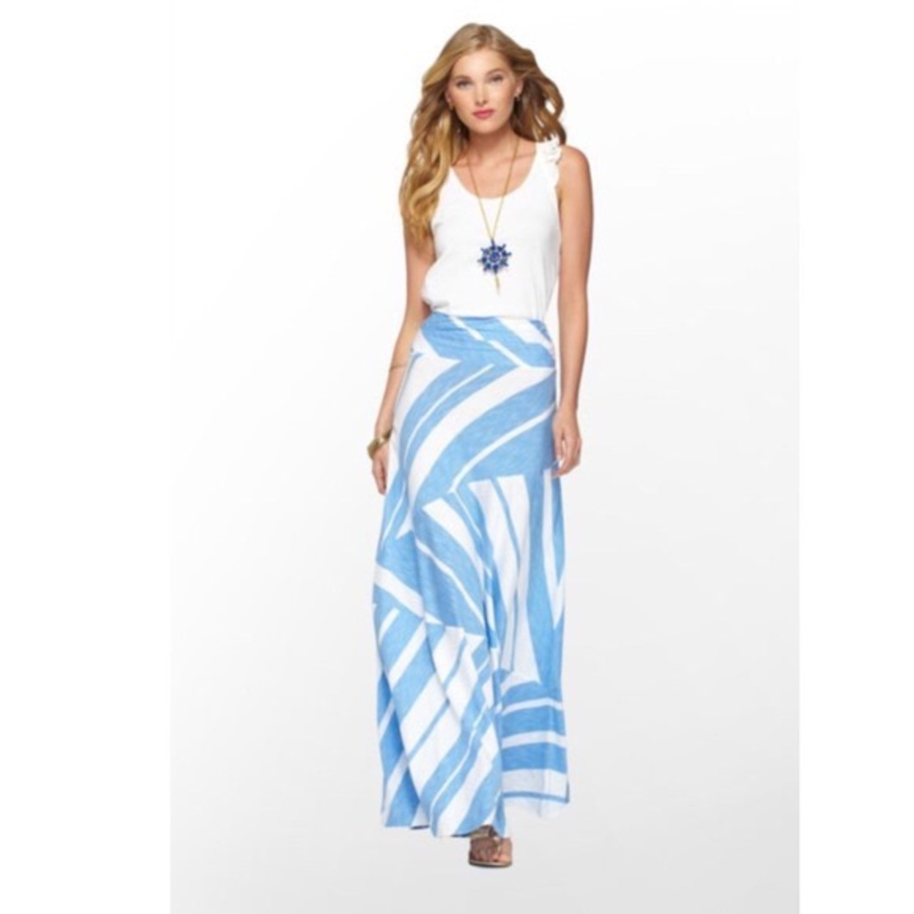 Lilly Jolene Blue and White Maxi Skirt
